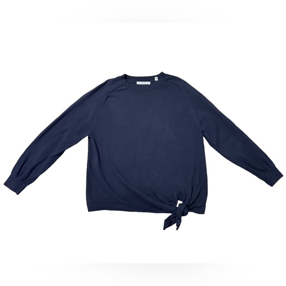 Vince Navy Blue Tie Waist Front Cotton Sweater Small - Picture 1 of 12